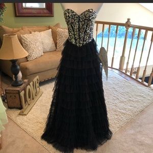 Black and sequin ball gown / evening gown